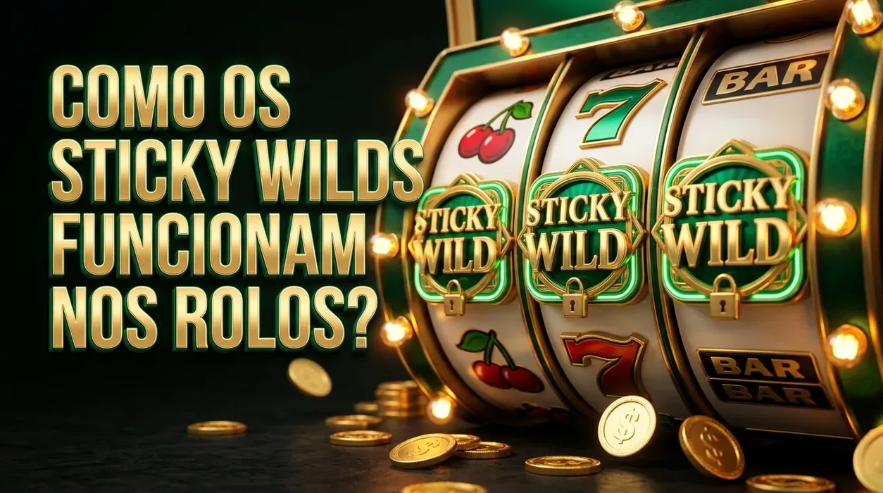 Close-up of slot machine reels demonstrating locked sticky wilds in action.